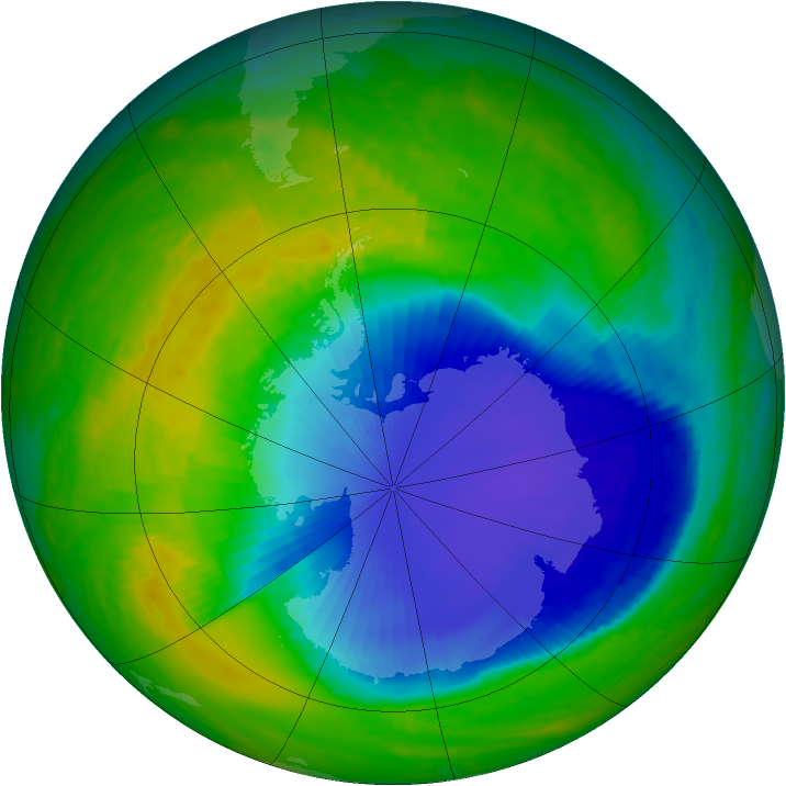 Antarctic ozone map for 19 November 2001